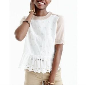 J. Crew Eyelet Overlay Sweater